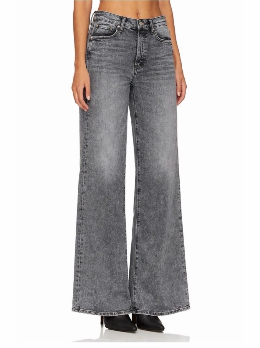 Mother Superior The Ditcher Roller Sneak Outta Sight Black Wide Leg Jeans - 27